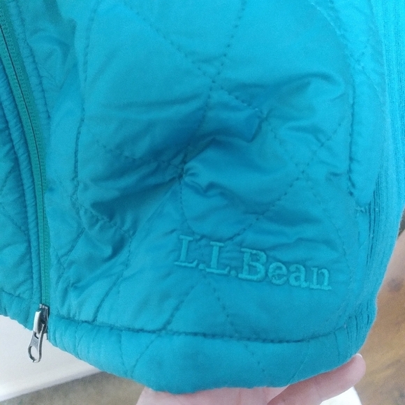 L. L. Bean Blue Green Quilted Fleece Lined Full Zip Sleeveless Vest Size Large - Picture 10 of 16